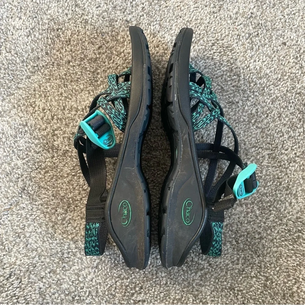 Chaco Z Cloud ZX2 Sandals Women’s Size 9 Hiking Water Shoes Toe Loop Green Black
